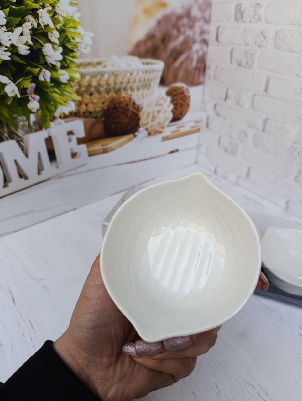 Набор соусниц Stenson фарфор 28х9,5х3,5 см 3 шт. Белый (R2R91901) - фото 3