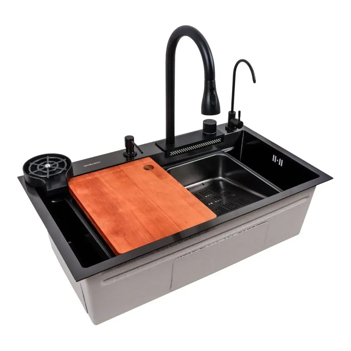 Мойка для кухни Valeso PVD Handmade F Водопад Fly Rain 75x46 см Черный (36812350) Мойка для кухни Valeso PVD Handmade F Водопад Fly Rain 75x46 см Черный (36812350)