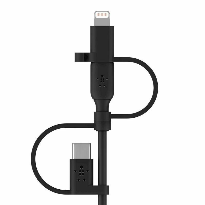 Кабель Belkin USB-A-Lightning/USB-С/microUSB 1 м Чорний (ERC-CAC001BT1MBK) - фото 2 Кабель Belkin USB-A-Lightning/USB-С/microUSB 1 м Чорний (ERC-CAC001BT1MBK) - фото 2