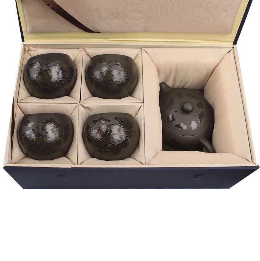 Набір чайний дорожній Lesko 20240527 Dragon/Phoenix заварник 220 мл/піали 4 шт. Темно-коричневий (24366552) - фото 3 Набір чайний дорожній Lesko 20240527 Dragon/Phoenix заварник 220 мл/піали 4 шт. Темно-коричневий (24366552) - фото 3