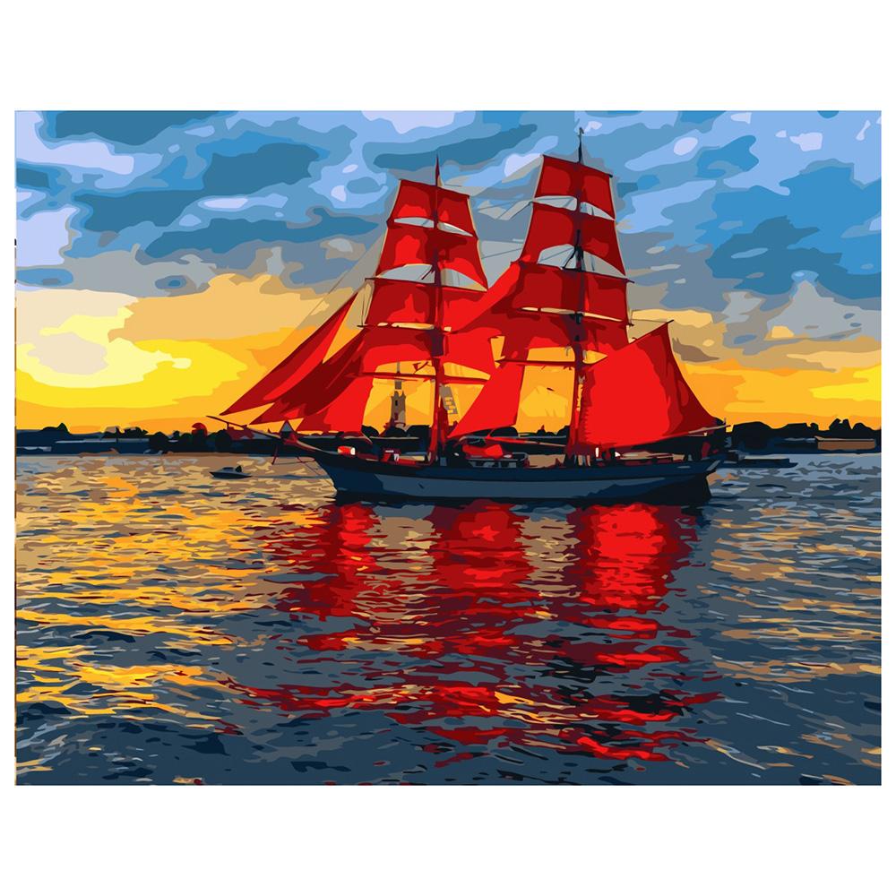 Картина по номерам Strateg Багровые паруса 40x50 см (VA-1819)
