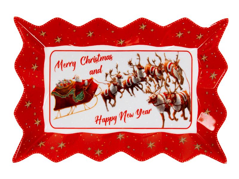 Блюдо новогоднее Christmas story фарфоровое прямоугольное 25 см (985-200)