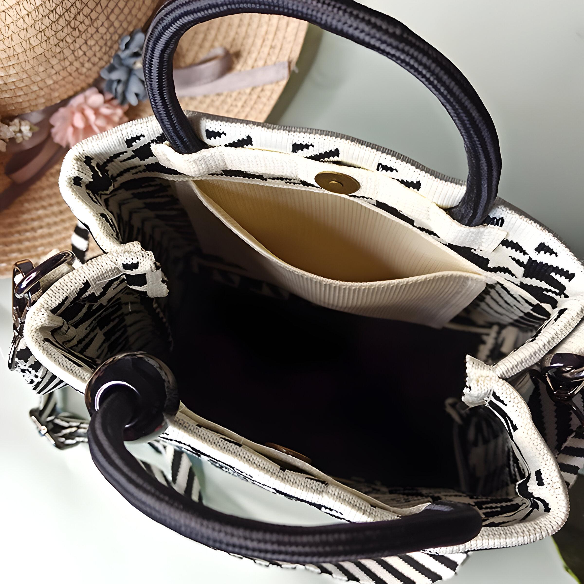 Мини-сумка текстильная Черно-белый (25-552) - фото 4 Мини-сумка текстильная Черно-белый (25-552) - фото 4