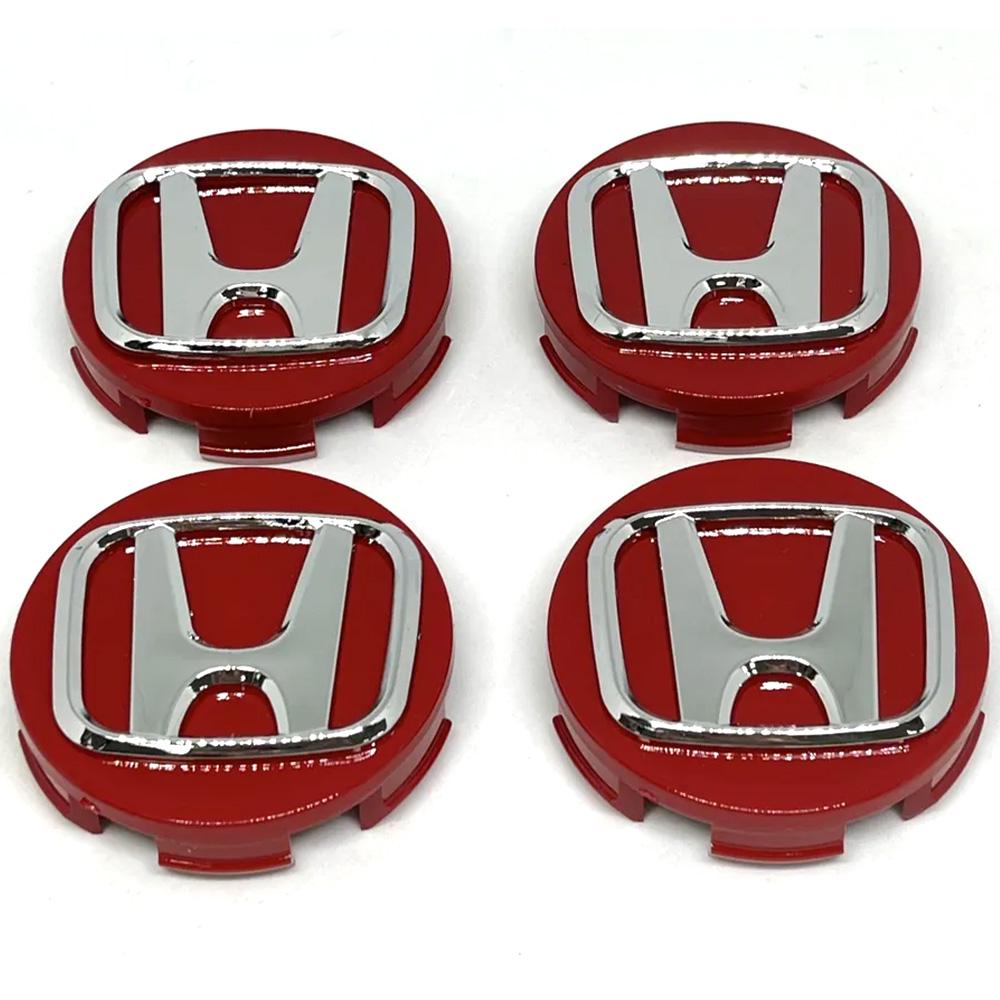 Заглушки колпачки Honda для литых дисков 56 мм 4 шт. Красный (l1031-FULL)