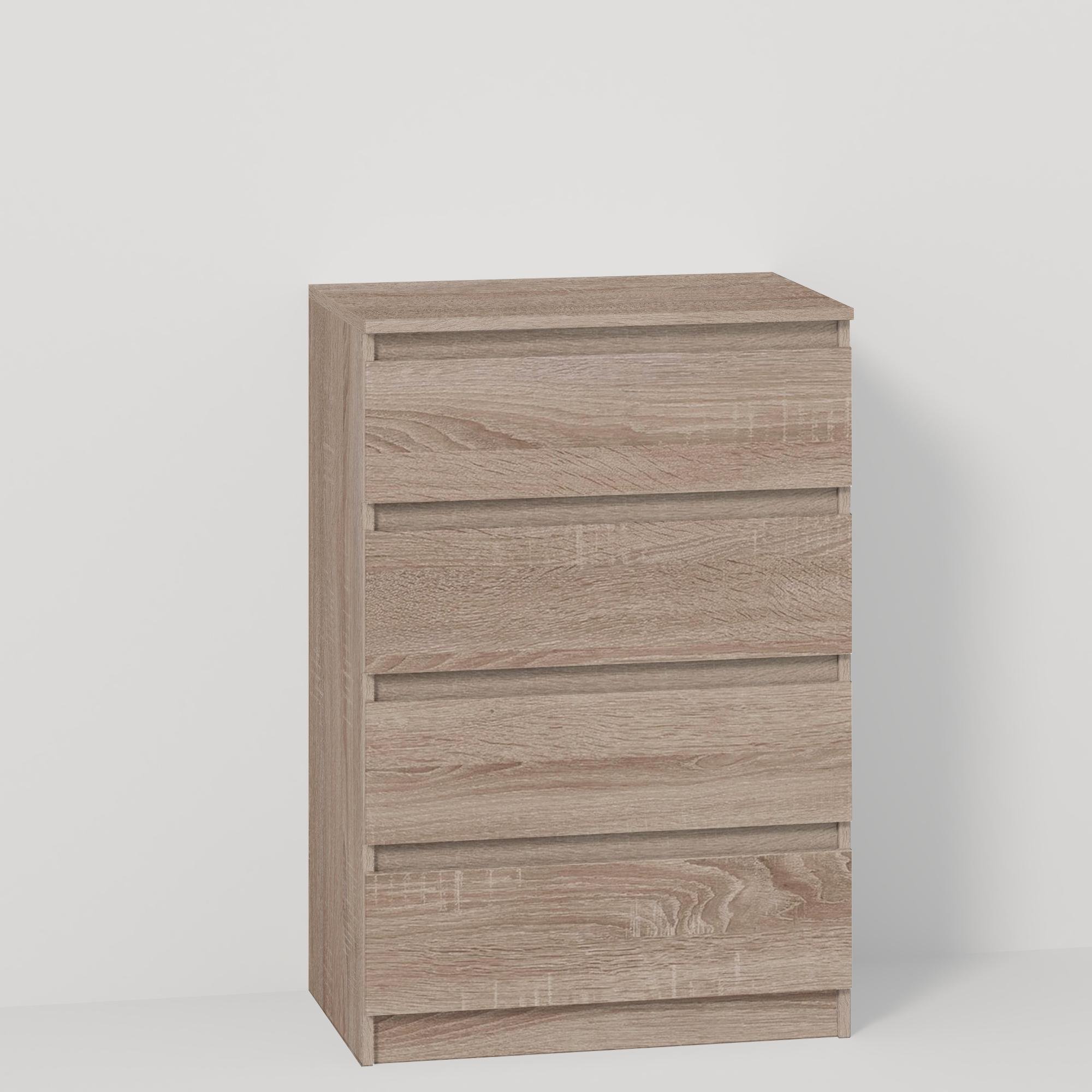 Комод на 4 ящика без ручек Line KF4 700x450x1035 мм Дуб Сонома Трюфель - фото 2 Комод на 4 ящика без ручек Line KF4 700x450x1035 мм Дуб Сонома Трюфель - фото 2