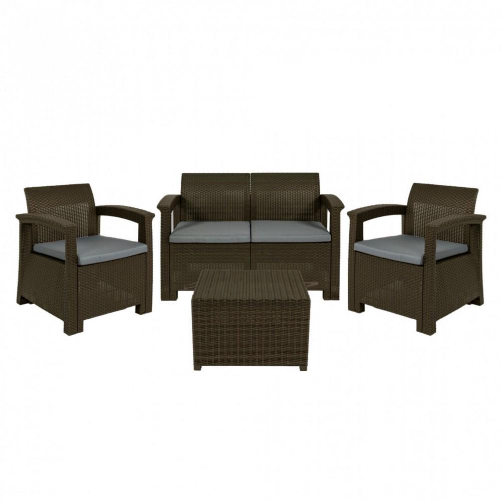 Комплект садових меблів Bonro B-18032 4-місний Чорно-коричневий (42400515)