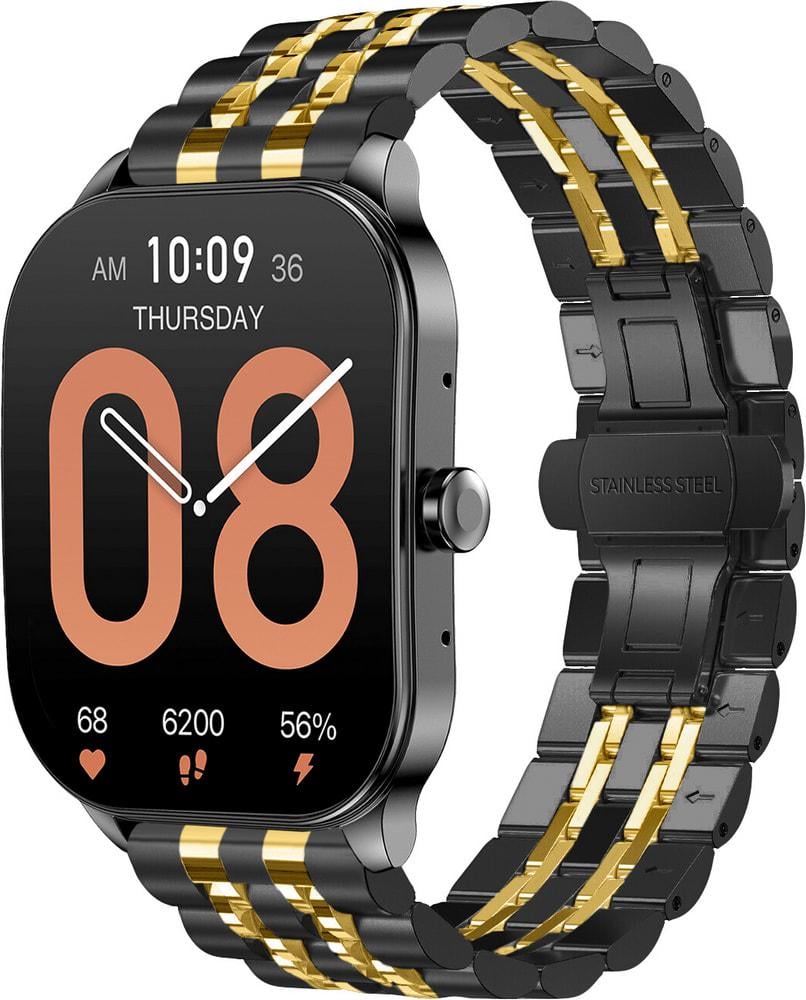 Браслет металлический Spinye Line для Amazfit Pop 3S/3R Black Gold (34442-02)