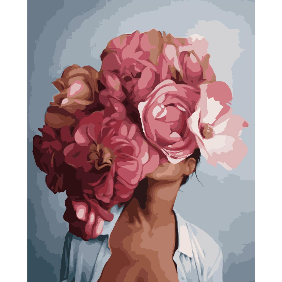 Картина по номерам Strateg Цветочный искушение на цветном фоне 40x50 см (Str-VA-2541.)