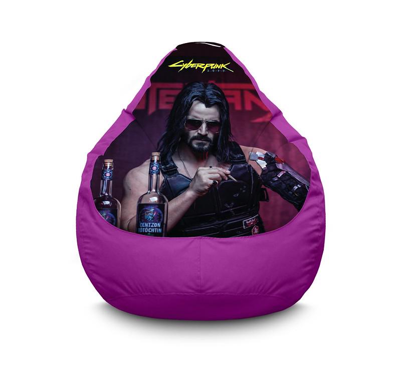 Кресло мешок iPuff Cyberpunk 2077 Angry Johnny Оксфорд XXL 90х125 см Сиреневый