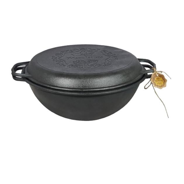 Казан WOK чугунный татарский с крышкой-сковородой 12 л ø 42 см