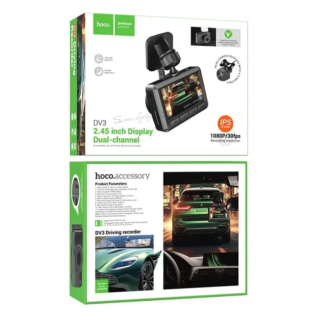 Видеорегистратор Hoco DV3 Driving Recorder With Display dual-channel Black - фото 9