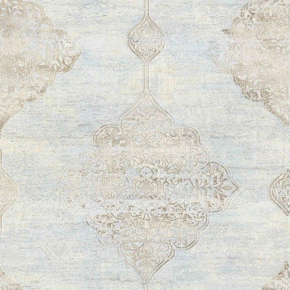 Обои виниловые на флизелиновой основе Asian Fantasia 206904 Бежевый/Бирюзовый/Серебристый