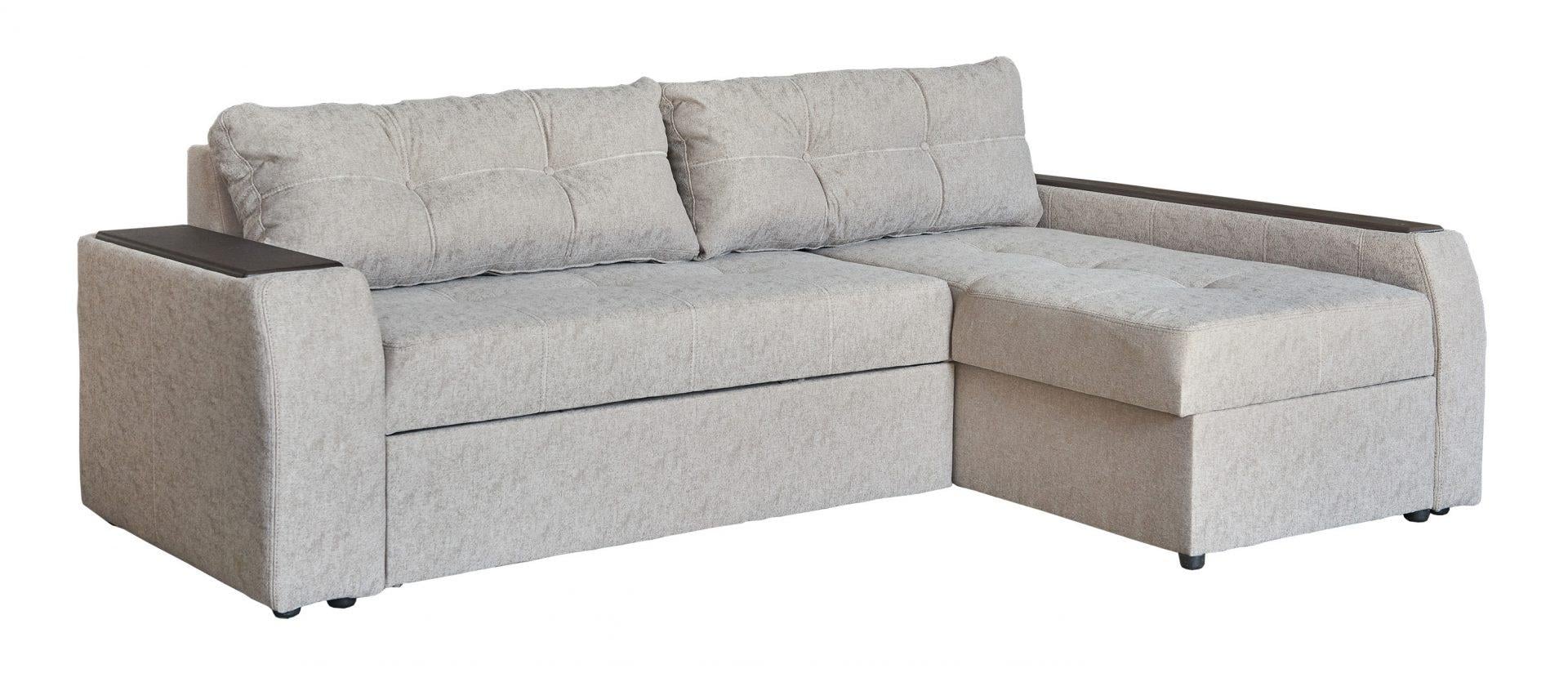 Диван раскладной Mebel Service Дина угловой дельфин ЛДСП/металл/текстиль Лорис Бежевый (47719)