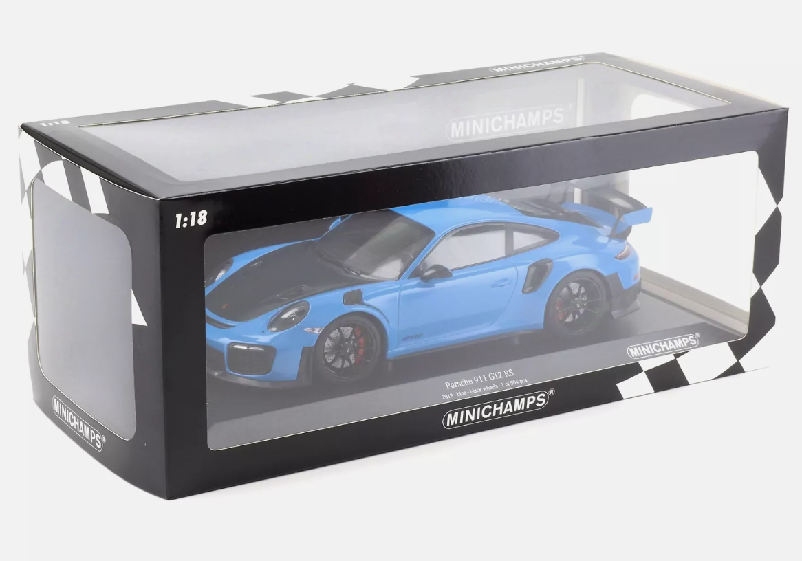 Модель автомобіля Minichamps Porsche 911/991.2 GT2 RS 1:18 Blue/Black (155068308) - фото 4