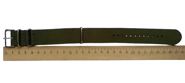 Ремешок тканевый CBUS43 для часов сплошной 24 мм L-250 мм Khaki Silver (3709) - фото 2