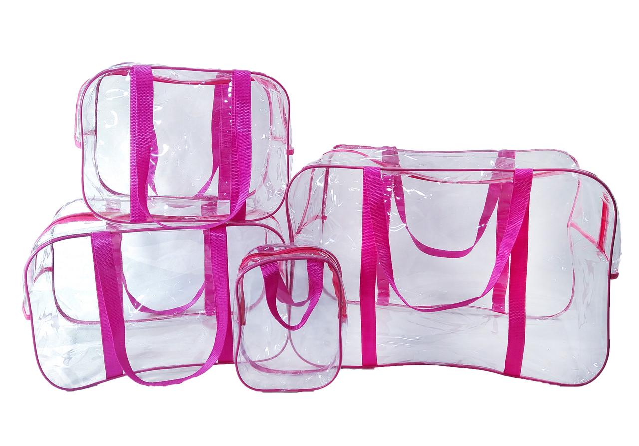 Набор сумок в роддом EcoNova Light прозрачные 4 шт. Розовый (1497991934)