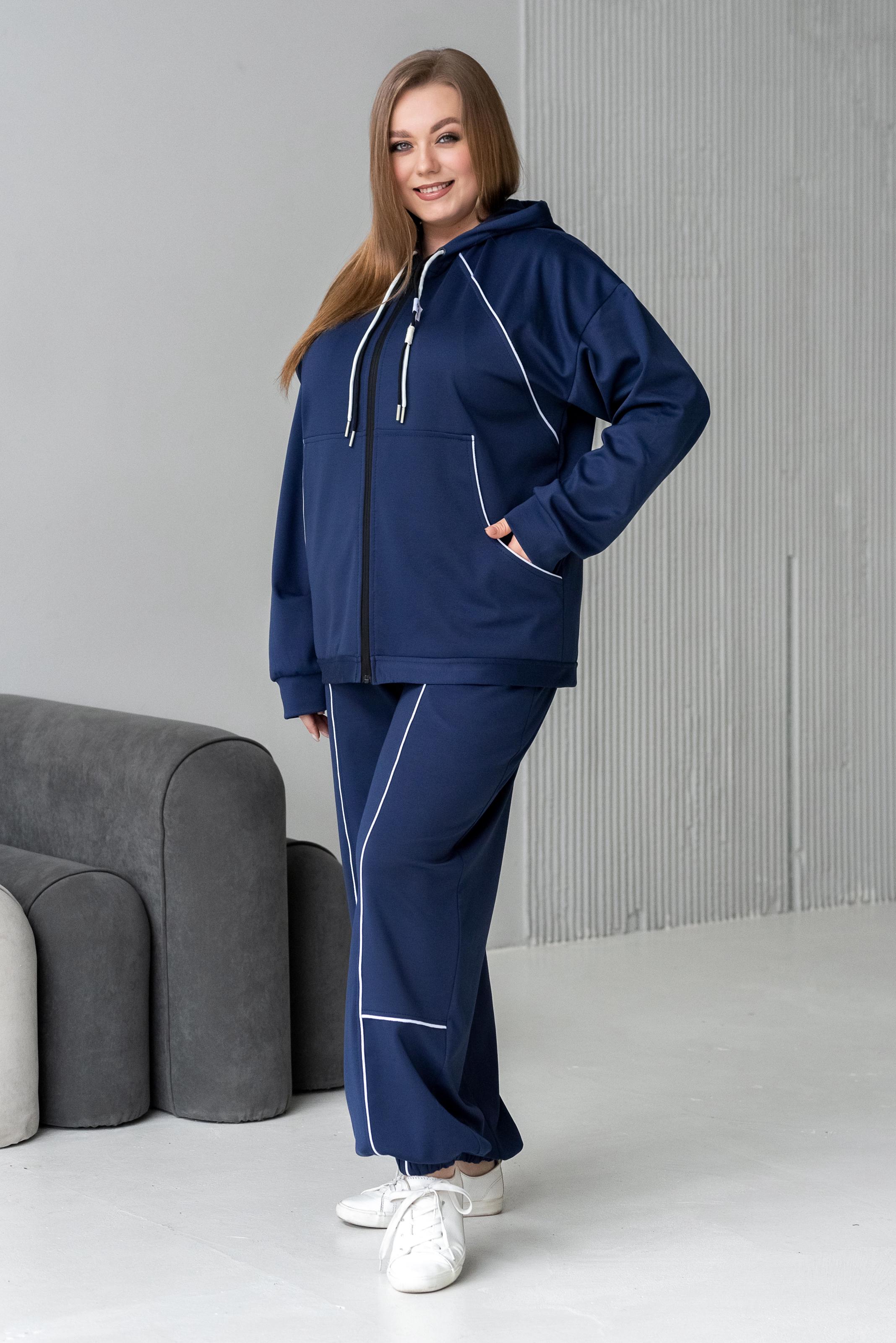 Спортивный костюм женский Тэч р. 52 Синий - фото 2 Спортивный костюм женский Тэч р. 52 Синий - фото 2