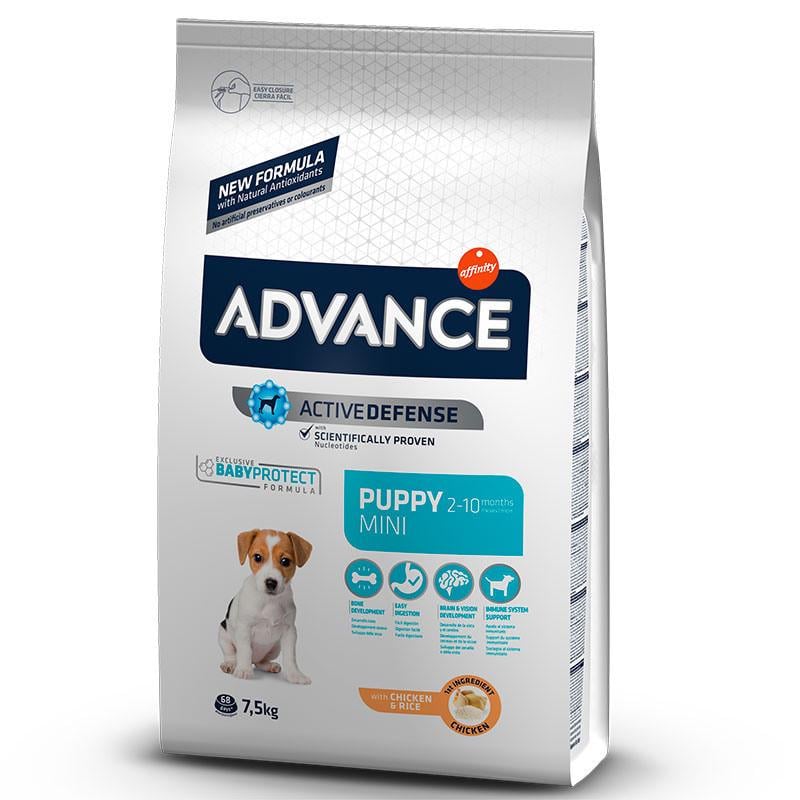 Корм сухий для цуценят малих порід Advance Dog Mini Puppy Chicken&Rice з м'ясом курки та рисом 7,5 кг (923681/8410650150147) - фото 1