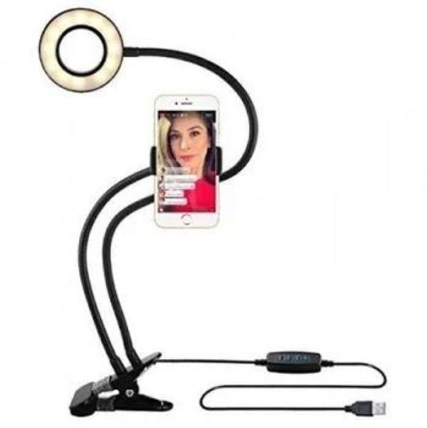 Лампа LED селфі на гнучкій ніжці з прищіпкою (14340)