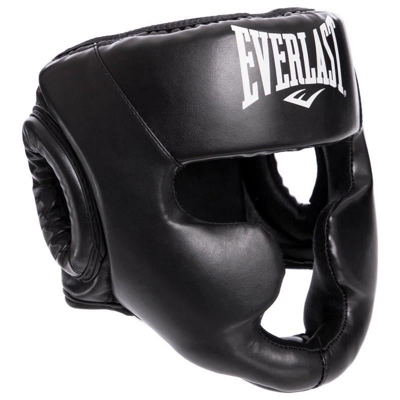 Шолом боксерський закритий Everlast з повним захистом для змагань М Чорний (BO-3954)