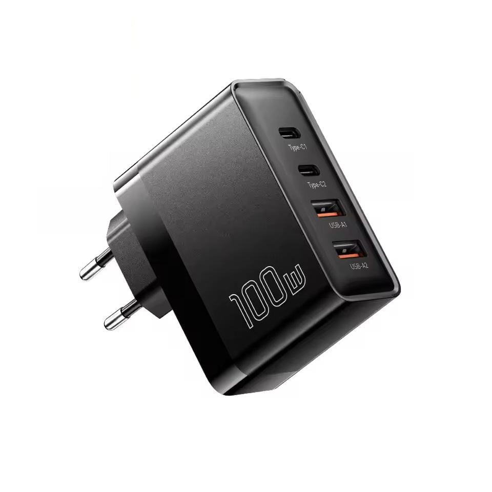 Зарядное устройство быстрое Essager для телефона планшета ноутбука павербанка 4 порта 100W Черный (ТТ-36)