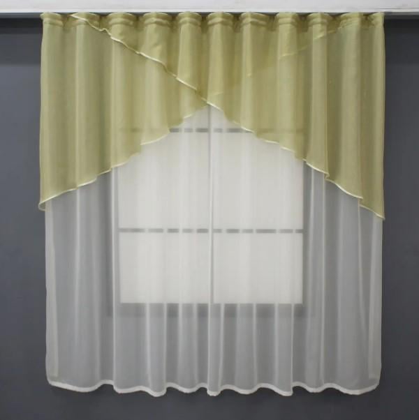 Фіранка на кухню 270х170 см Білий/Золотистий (00к 59-944)