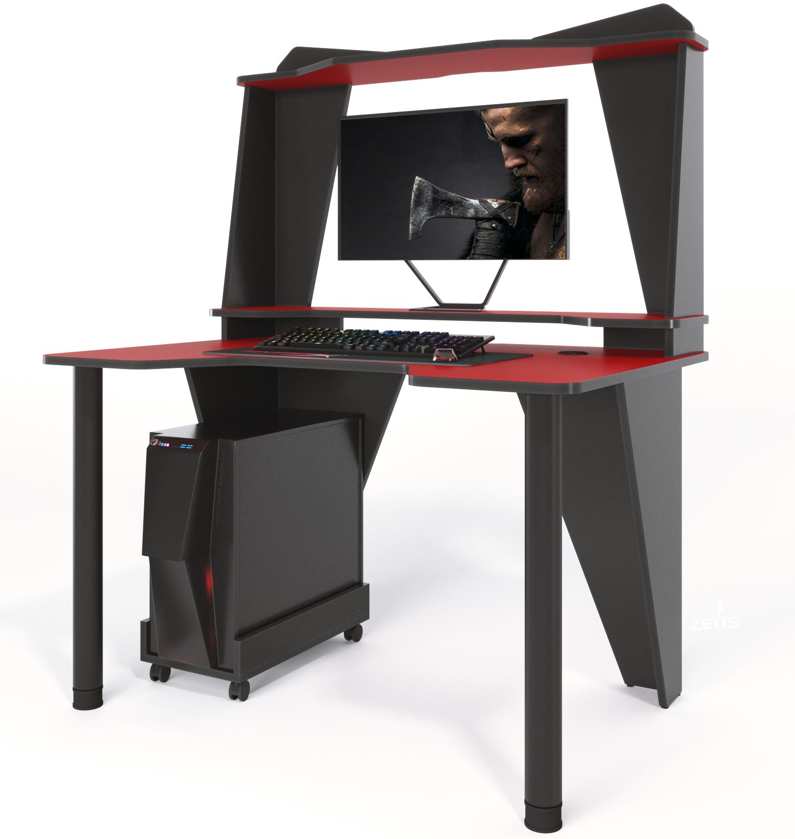 Стол геймерский Zeus IVAR-2 с надстройкой ЛДСП 1200 мм Красный/Черный (IV-214) - фото 4 Стол геймерский Zeus IVAR-2 с надстройкой ЛДСП 1200 мм Красный/Черный (IV-214) - фото 4