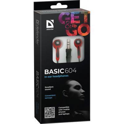 Наушники Defender Basic 604 Black/Red (36262591) - фото 3