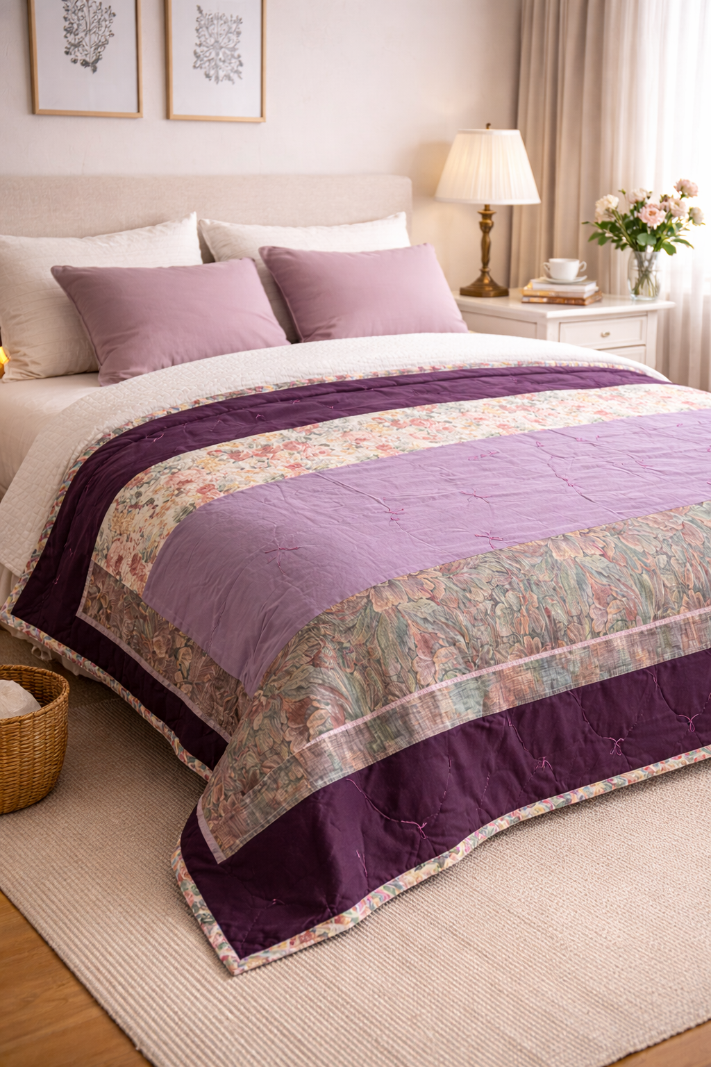 Покрывало пэчворк ручной работы 150х200 см. Две истории