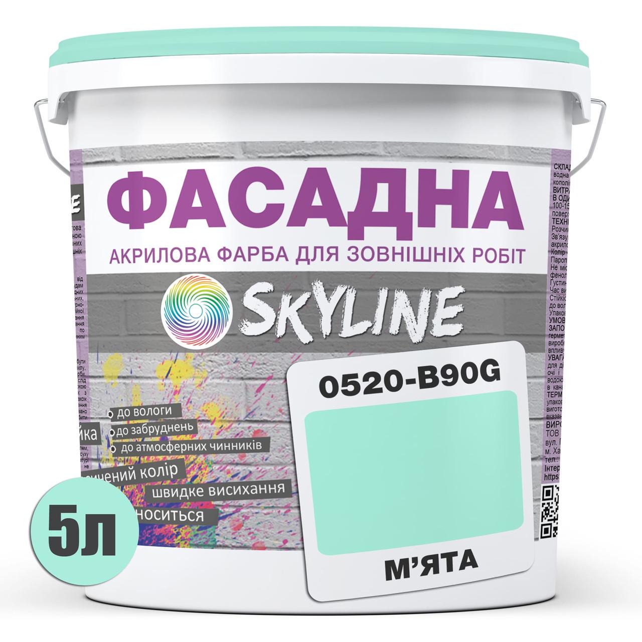 Фарба фасадна Skyline 0520-B90G акрил-латексна 5 л М'ята - фото 2