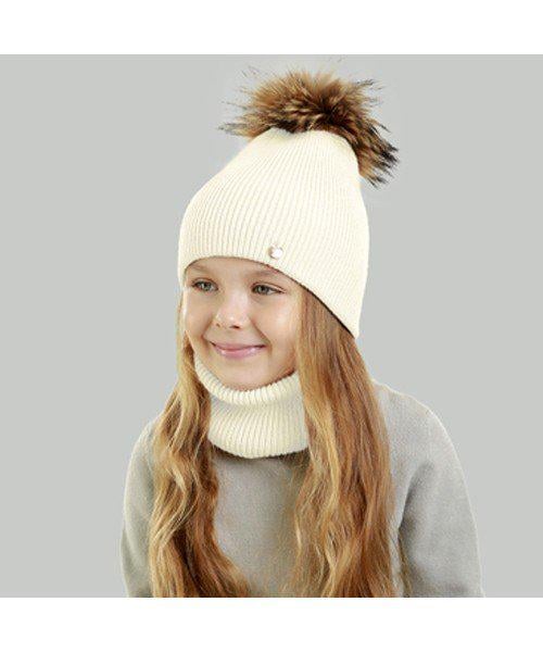Комплект шапка и шарф детский Elf Линда р. 56 Молочный (OK001481)