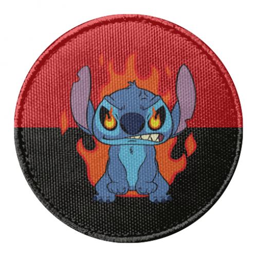 Шеврон круглый Злой Стич в огне (18086160-31-205678)