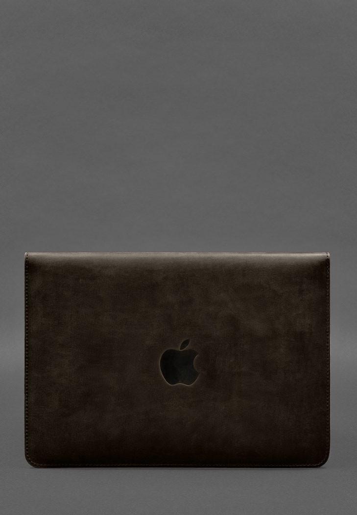 Чехол-конверт с клапаном кожа/фетр для MacBook 13" Crazy Horse Темно-коричневый (A-028241) - фото 2