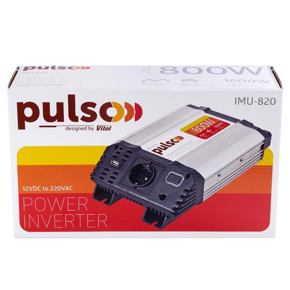 Автомобільний інвертор PULSO IMU-820 12V-220V/800W/USB-5VDC2.0A модифікований синус/клеми (IMU-820) - фото 4 Автомобільний інвертор PULSO IMU-820 12V-220V/800W/USB-5VDC2.0A модифікований синус/клеми (IMU-820) - фото 4