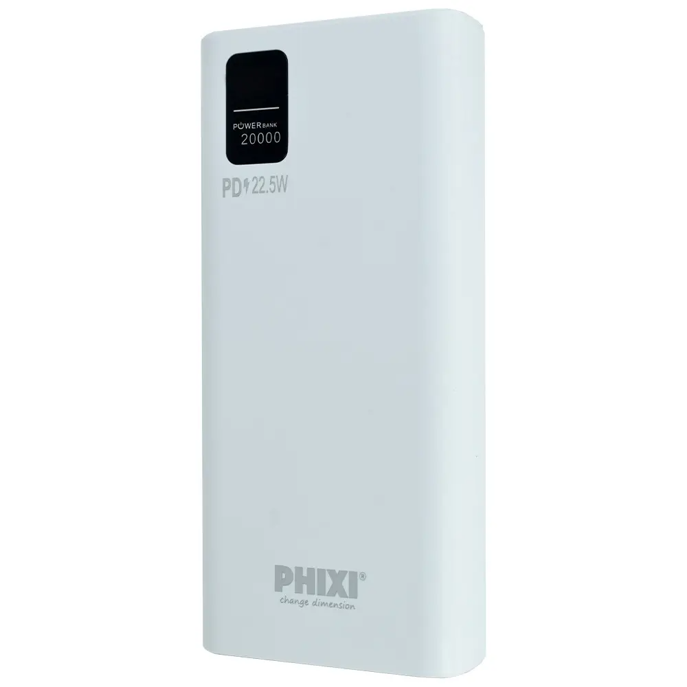 Повербанк Phixi 20000 mAh с экраном 2хUSB MicroUSB/Type-C Белый (0ffa0c54)