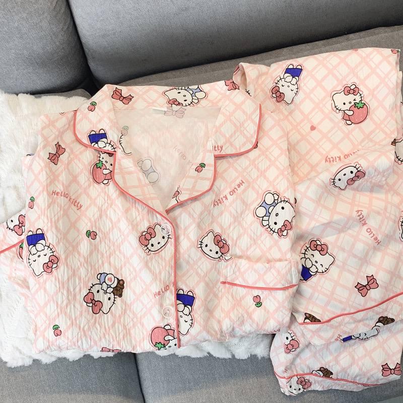 Пижама для девочки подростковая с принтом Hello Kitty из хлопка 152-160 см 10-13 лет Розовый (10398) - фото 8