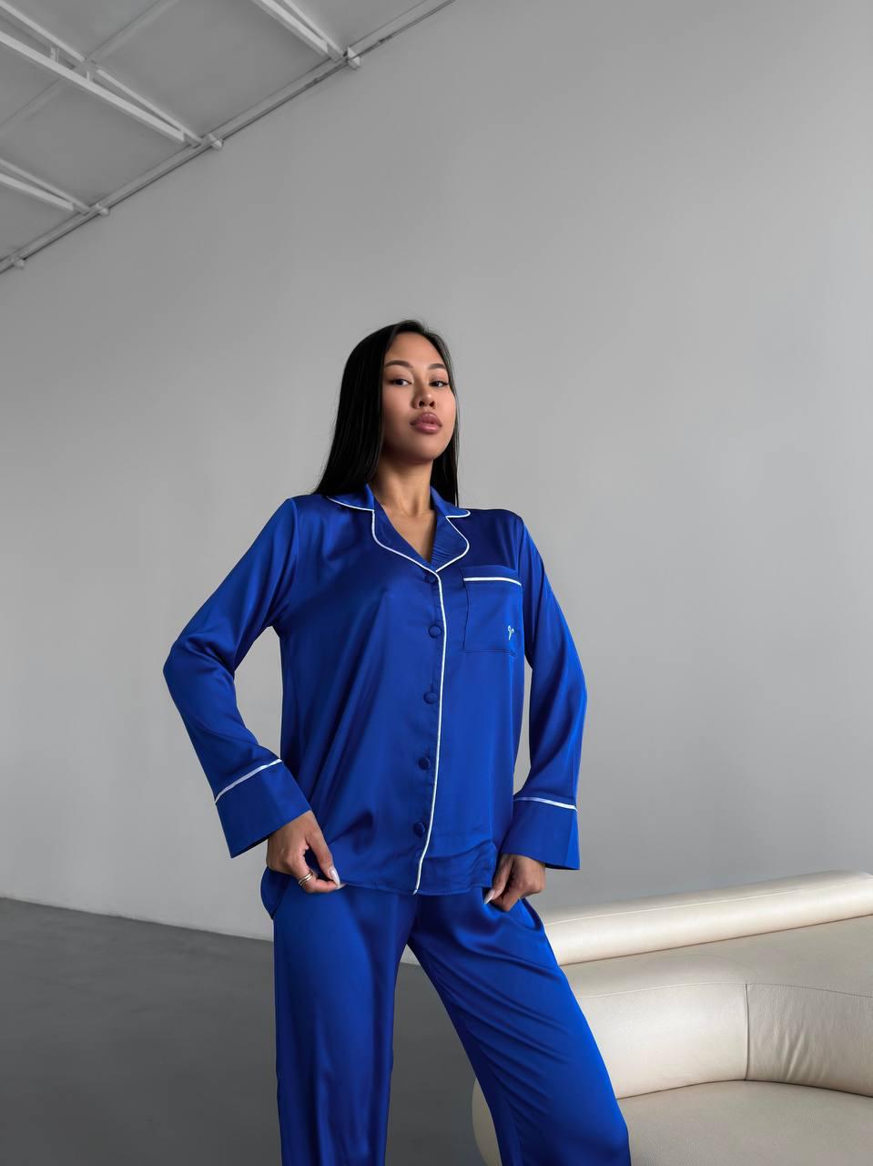 Домашний костюм сатиновый M Синий (70700)