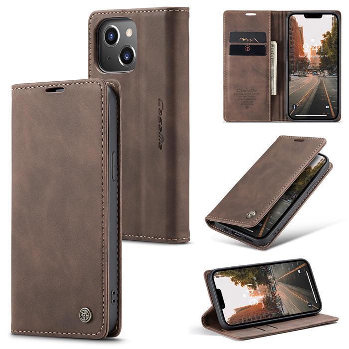 Чехол книжка с магнитом iPhone 14 CaseMe Dark Brown (30851-05)