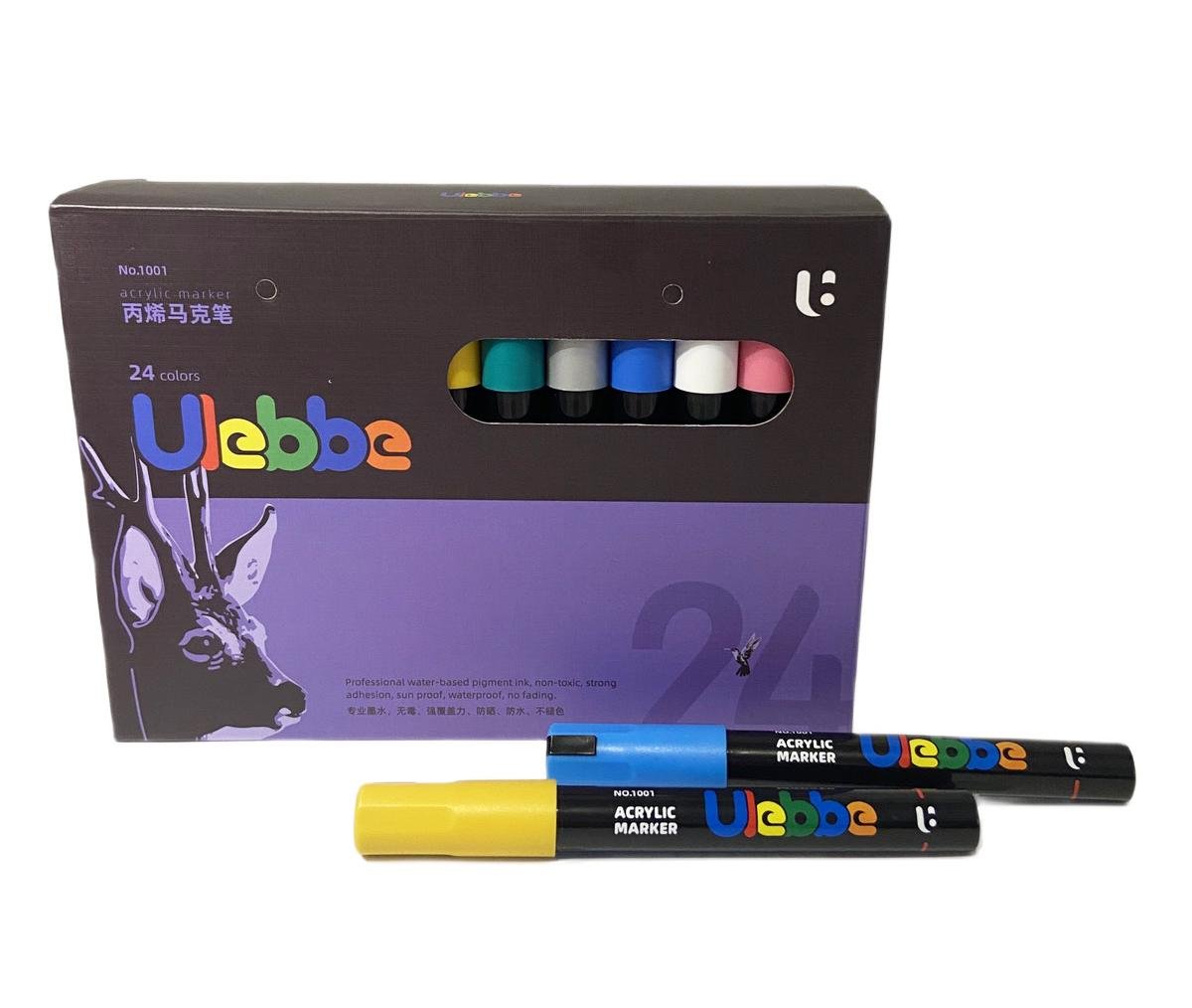 Набор акриловых маркеров Ulebbe для рисования на разных поверхностях 24 цвета (2-3 мм) - фото 5