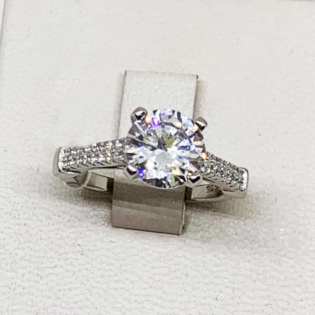 Каблучка срібна з кубічним цирконієм р. 17 3,54 г (1696031995) - фото 6