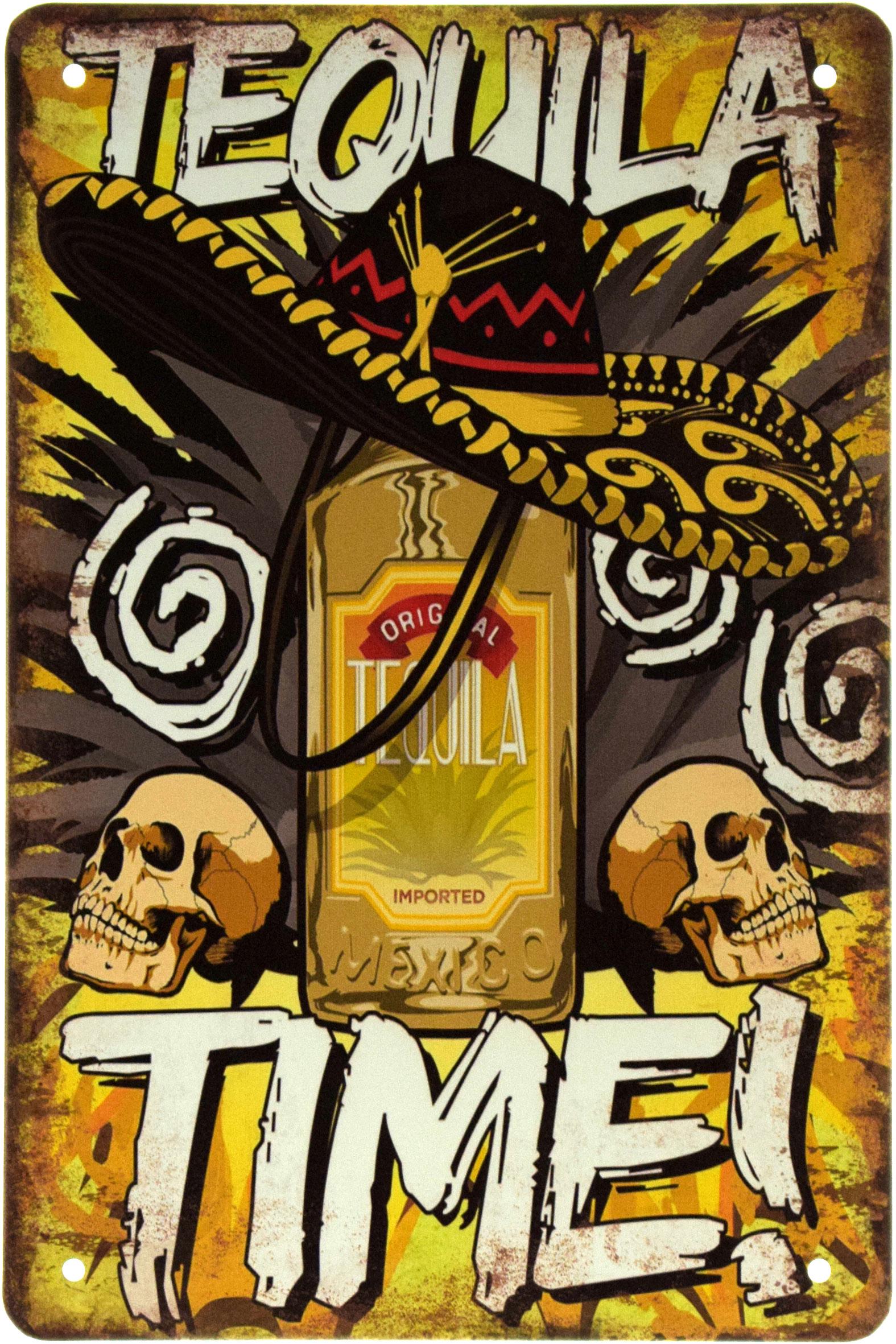 Табличка металлическая Время Текилы/Tequila Time 20x30 см