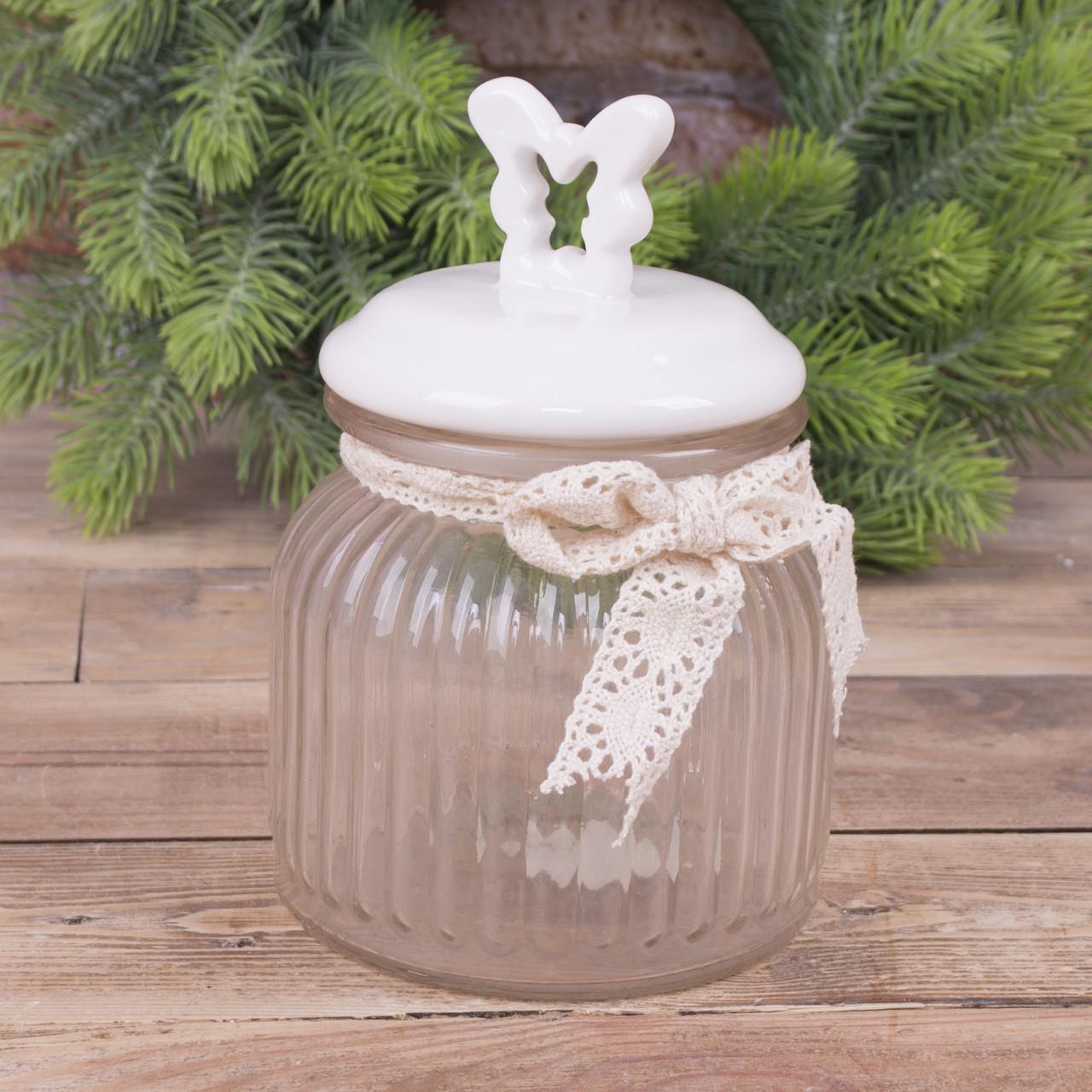 Банка с крышкой декоративная ребристая №1 (2462-1)