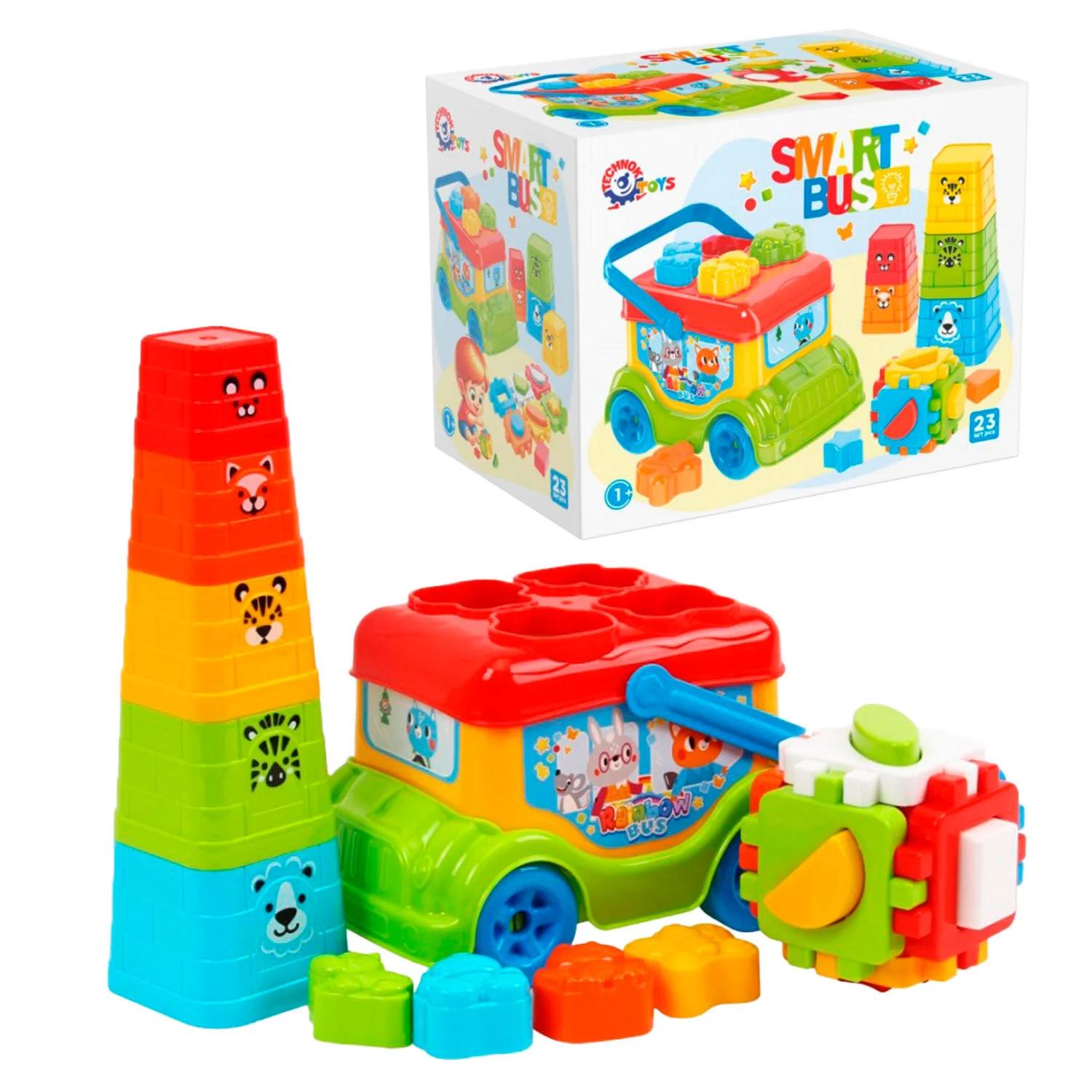 Развивающая игрушка ТехноК Автобус 0389 сортер/куб/пирамидка (164616)