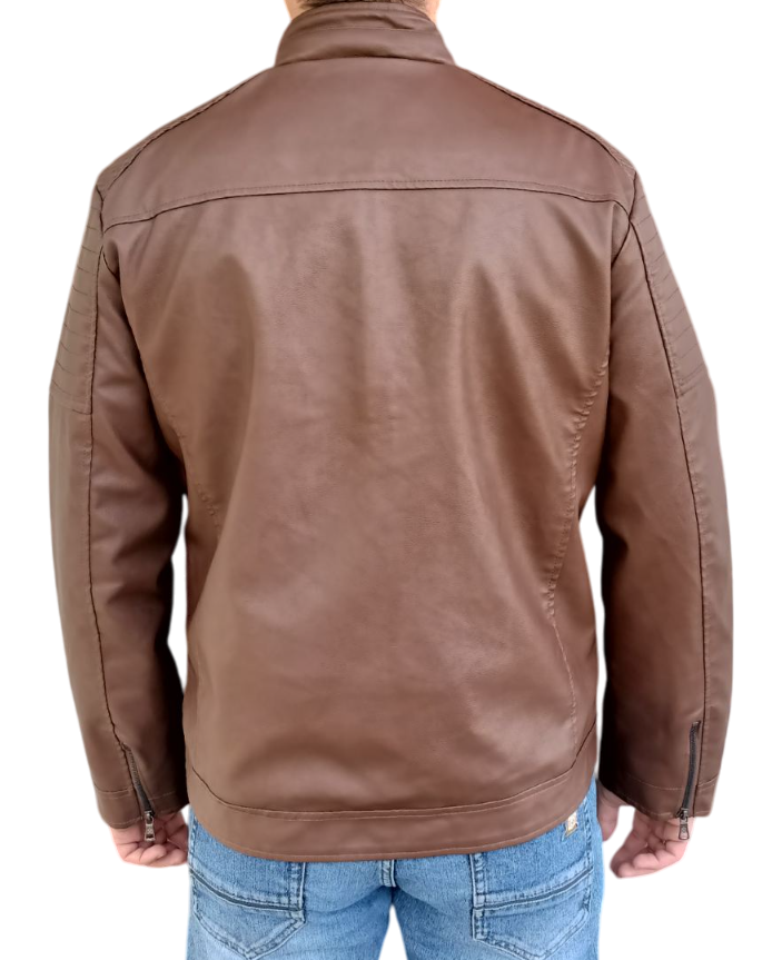 Куртка чоловіча демісезонна штучна шкіра XL Коричневий (4007) - фото 4 Куртка чоловіча демісезонна штучна шкіра XL Коричневий (4007) - фото 4