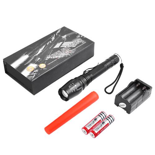 Фонарь 8668-T6 2x18650 Zoom ЗУ 220V Box красный диффузор (2245502080)