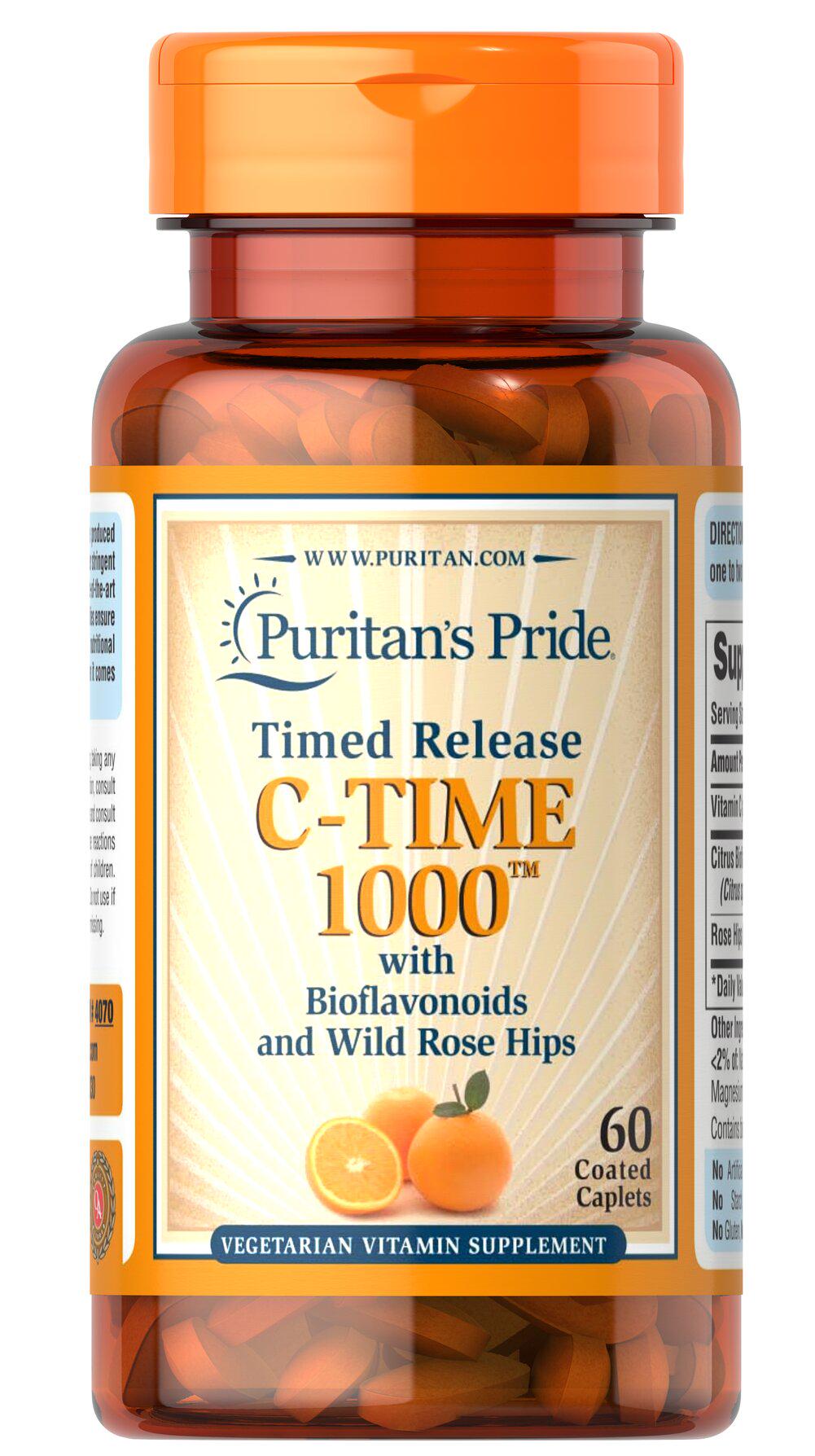Витамин C Puritan's Pride C-TIME 1000 with Rose Hips 1000 мг 60 Caplets