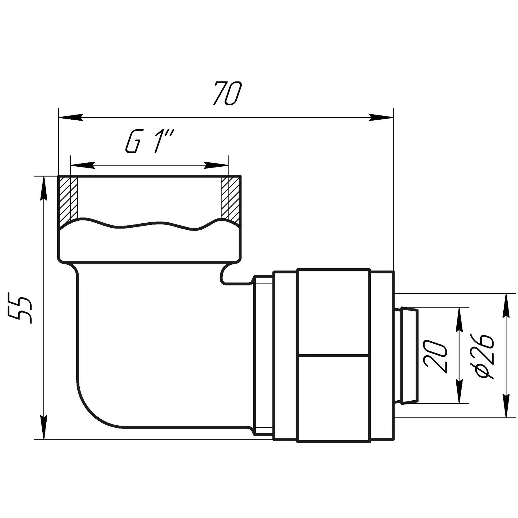 Угольник с внутренней резьбой APE ITALY 752 L 1х26 (GSR-000002759) - фото 3