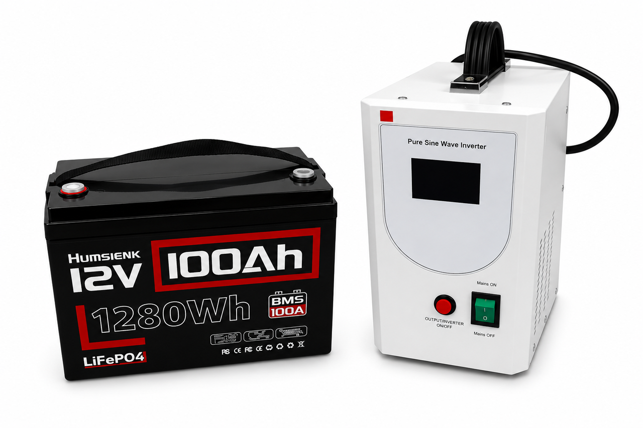 Комплект резервного питания HB1812 1500 Вт 12В/LiFePO4 аккумулятор 12V 100Ah 1280Wh с встроенной зарядкой 30А (36942575) Комплект резервного питания HB1812 1500 Вт 12В/LiFePO4 аккумулятор 12V 100Ah 1280Wh с встроенной зарядкой 30А (36942575)
