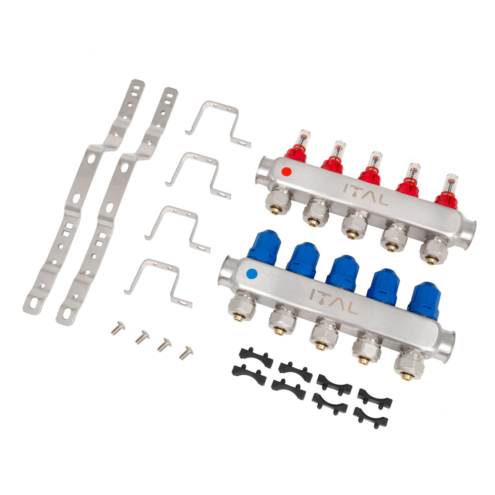 Колекторний блок з витратомірами ITAL HC1-05 3/4" Ek нержавіюча сталь (SQ-1047070) - фото 2