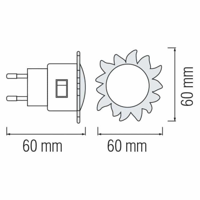 Ночник Horoz LED 0,4W 25Lm 220-240 V 60x60 мм Белый (32084-1) - фото 2